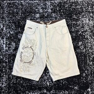 Y2k Baggy Embroidered Cream Paco Jeans Jorts nice details size 36